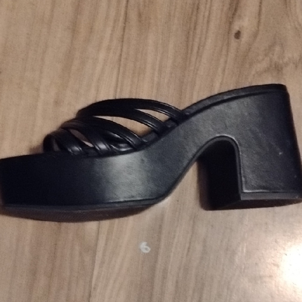 Soda Black Strappy Platform Shoes